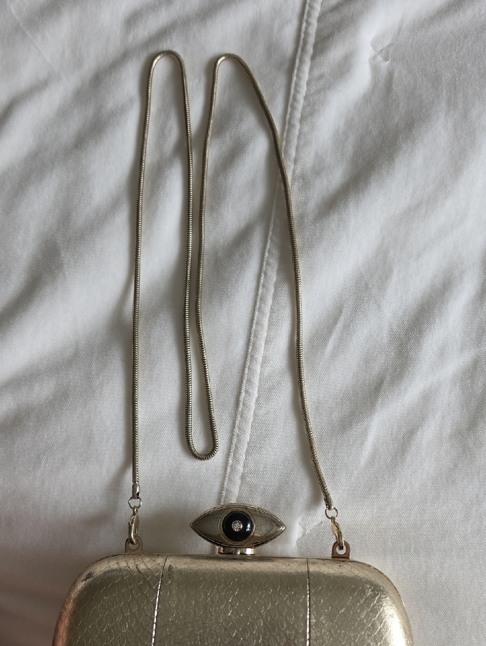 DVF Gold Evil Eye Clutch With Chain